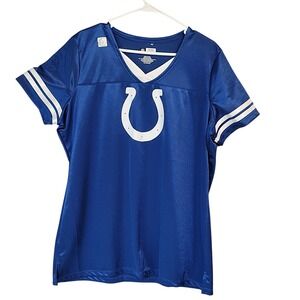 Womens Indianapolis Colts NFL Team Royal Blue Horseshoe V-Neck Jersey 2XL‎
